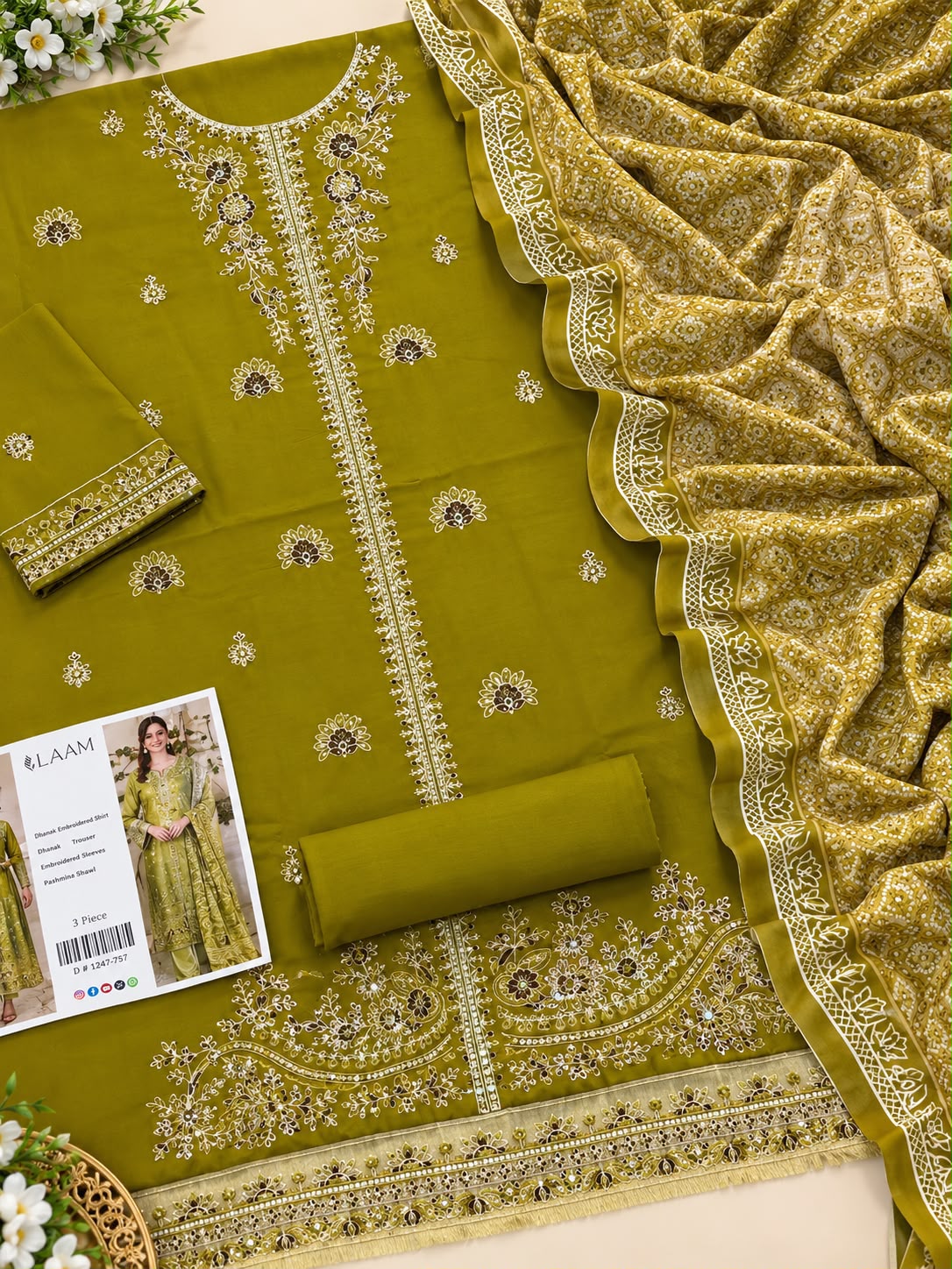 Mix Brand Luxury Dhanak Emb 3PC Vol-8