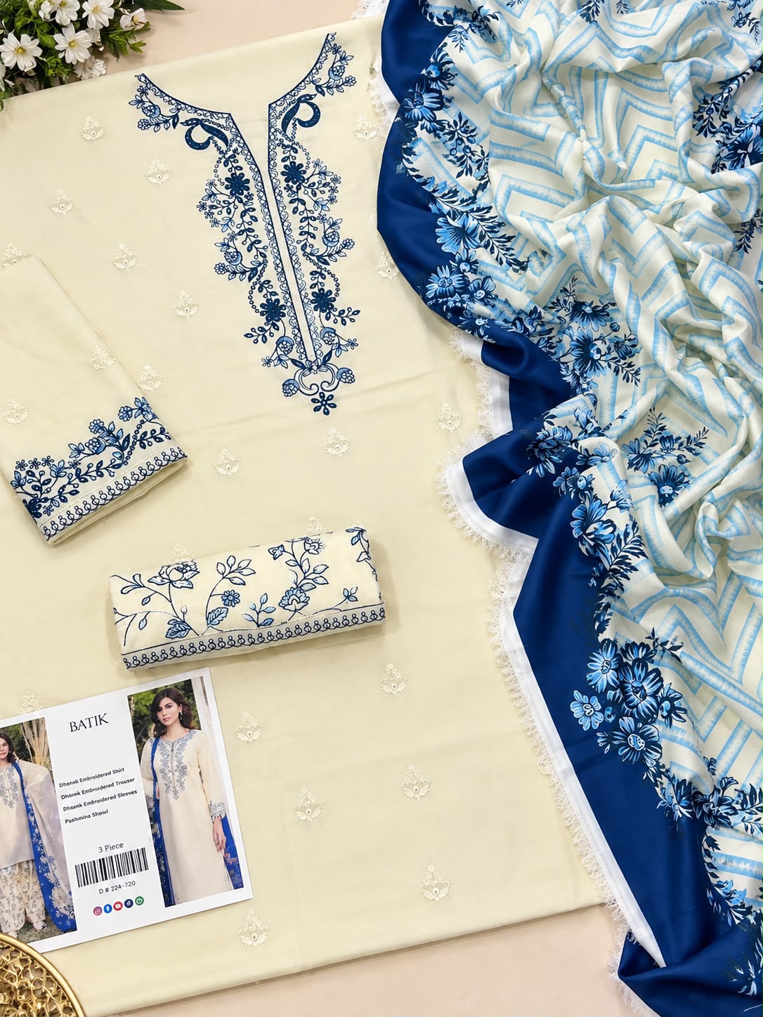 Mix Brand Luxury Dhanak Emb 3PC Vol-8