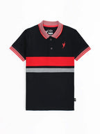 Red Tipping Collar Polo Shirt For Boys Black And Red