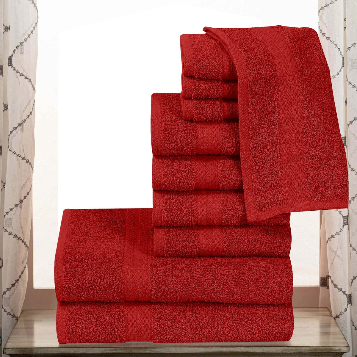 Elovery 10 Pieces Red Towel Set – Soft & Absorbent Luxury Bathroom Collection