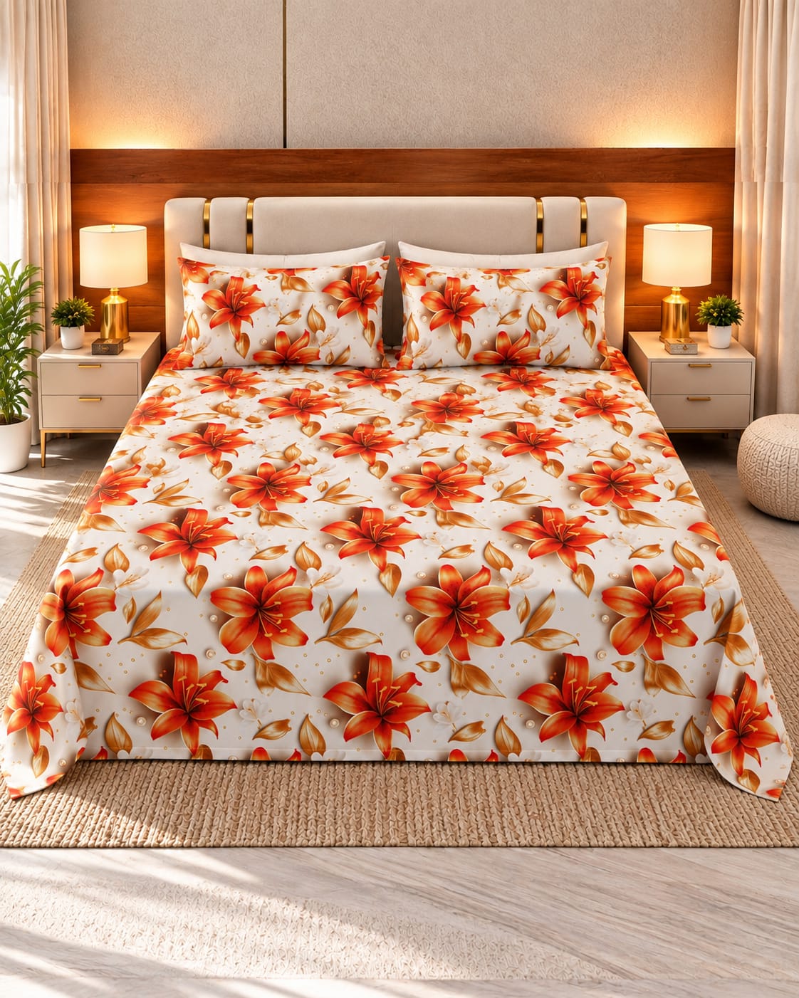 Amber Lily 3D Print Bedsheet – 3 Piece