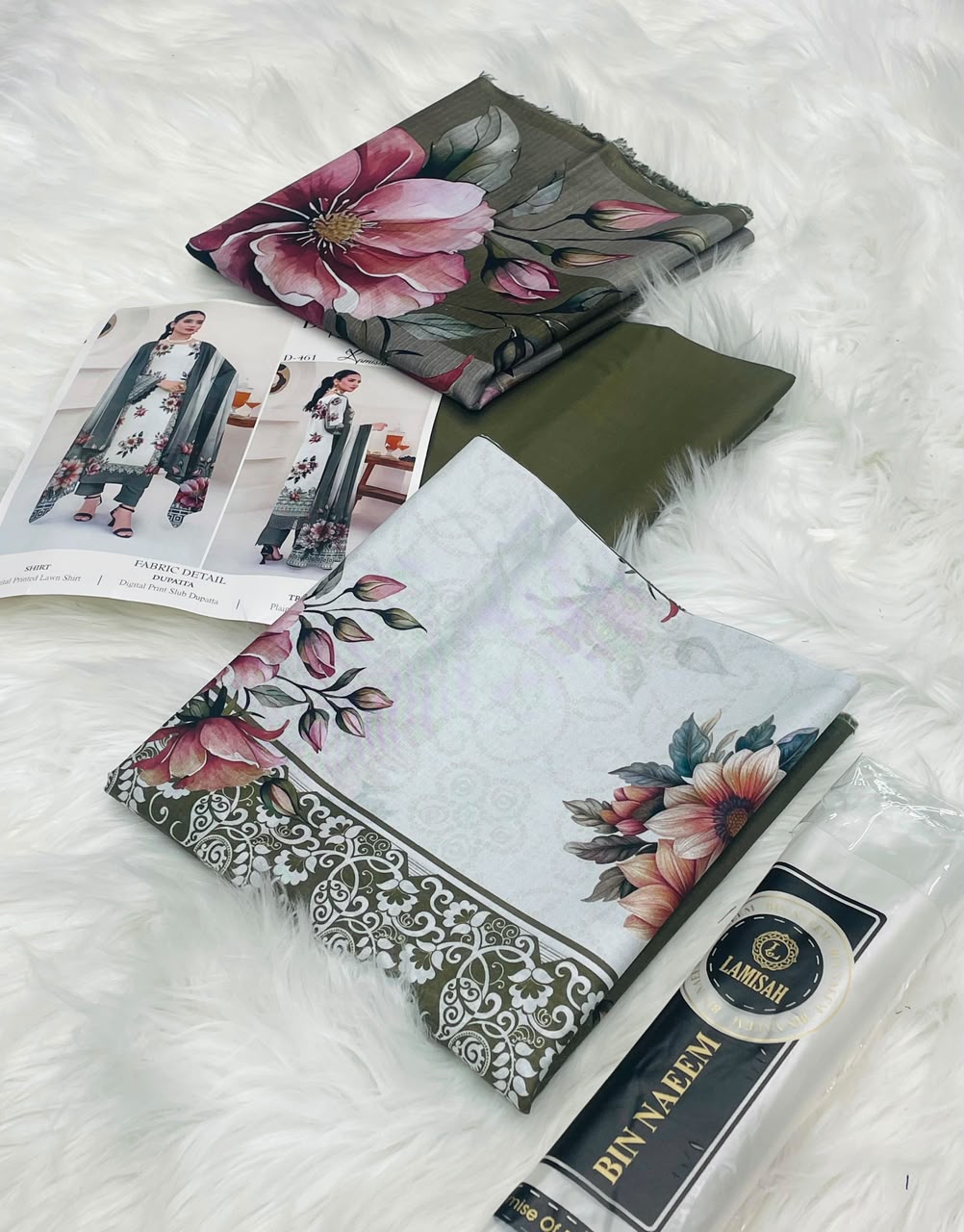 Bin Naeem White Rose 3PC Printed Lawn