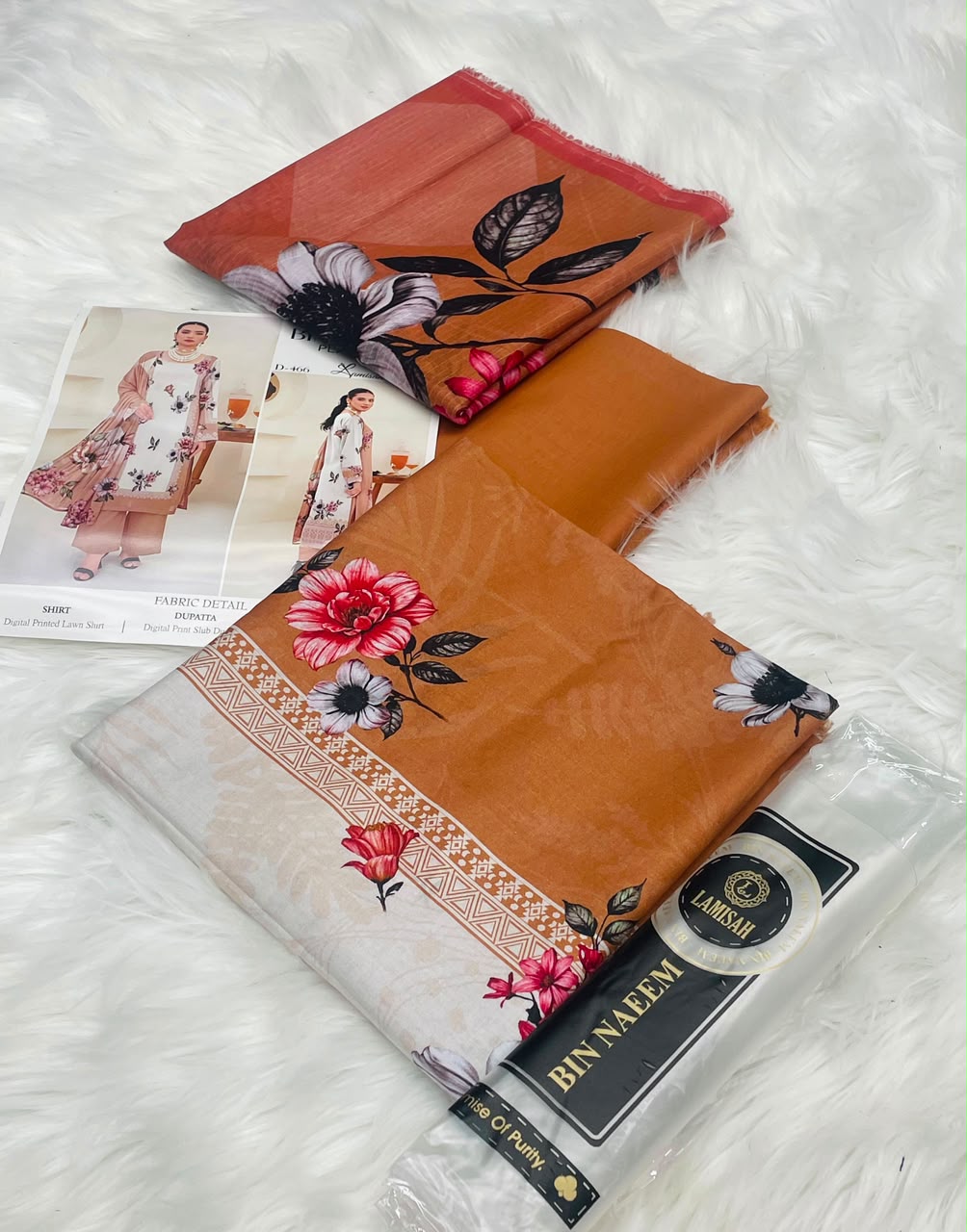 Bin Naeem White Rose 3PC Printed Lawn