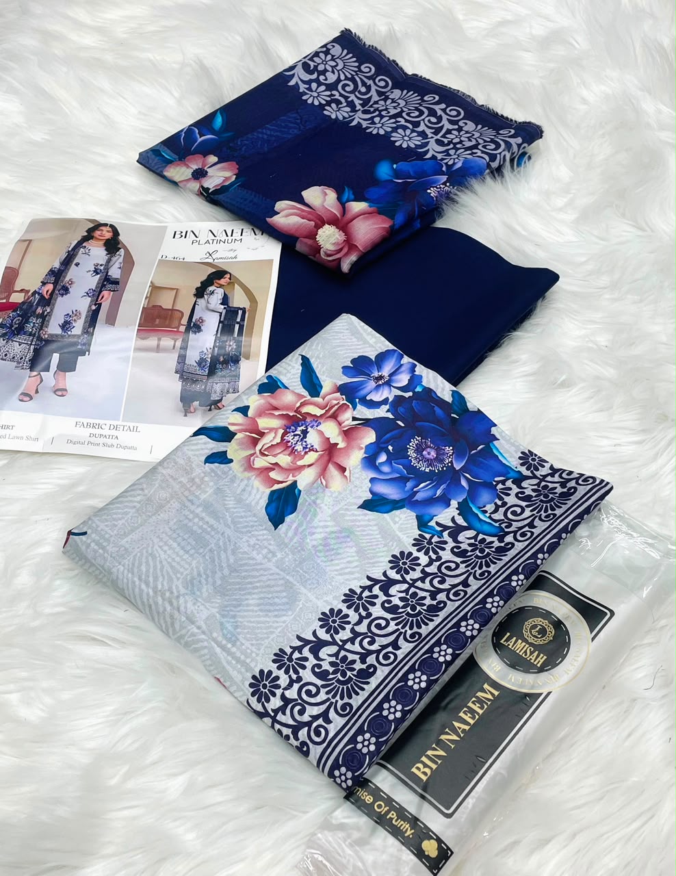 Bin Naeem White Rose 3PC Printed Lawn