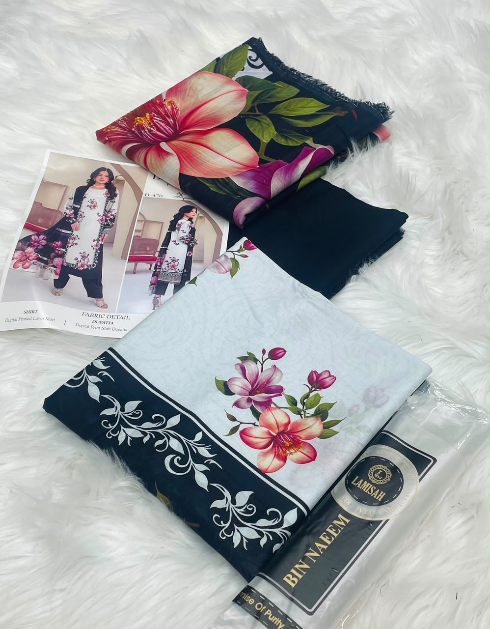 Bin Naeem White Rose 3PC Printed Lawn