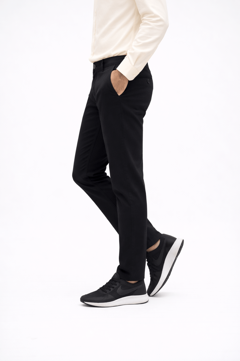 Black Cotton Pant - Smart FitPantGarderobe Clothing