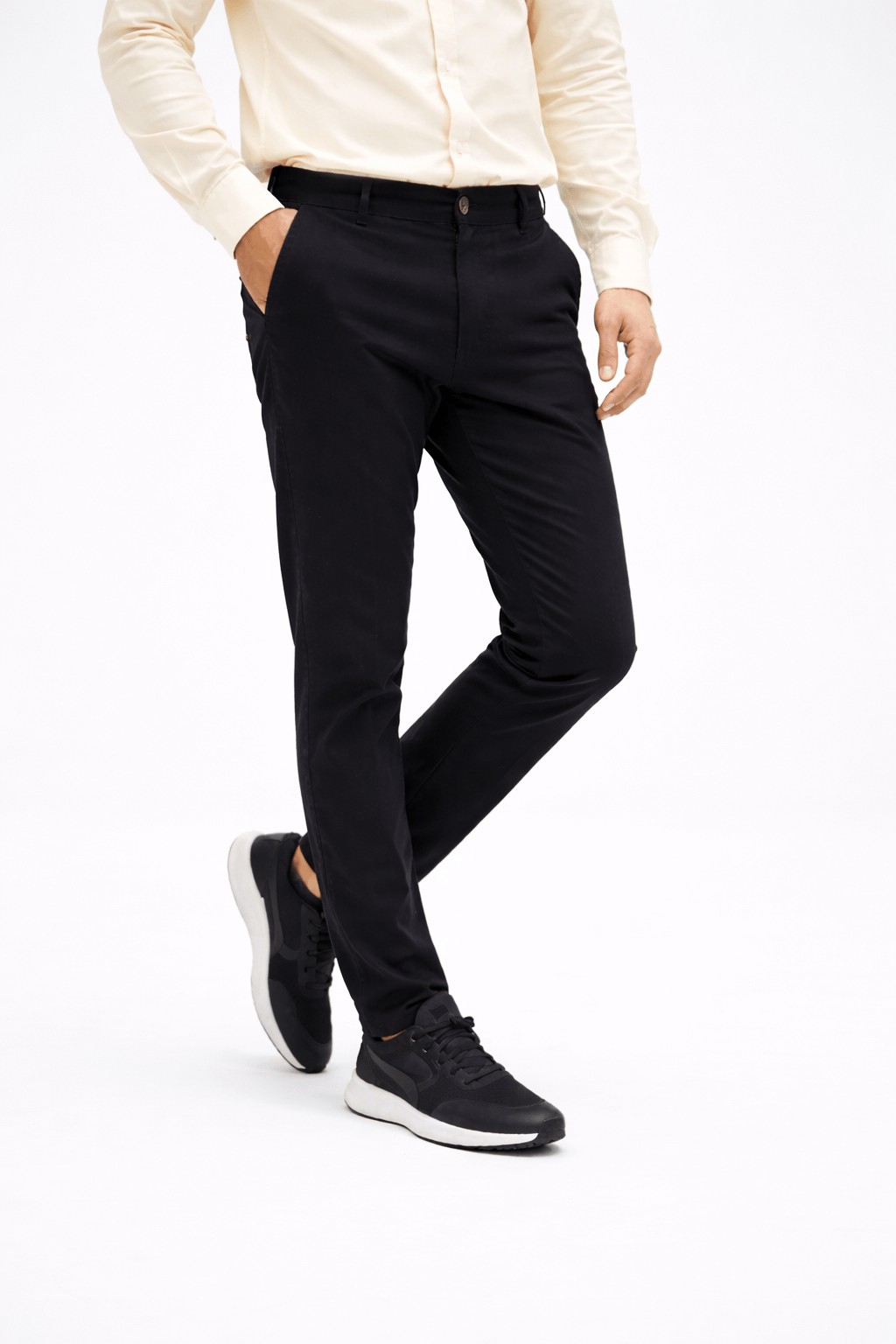 Black Cotton Pant - Smart FitPantGarderobe Clothing
