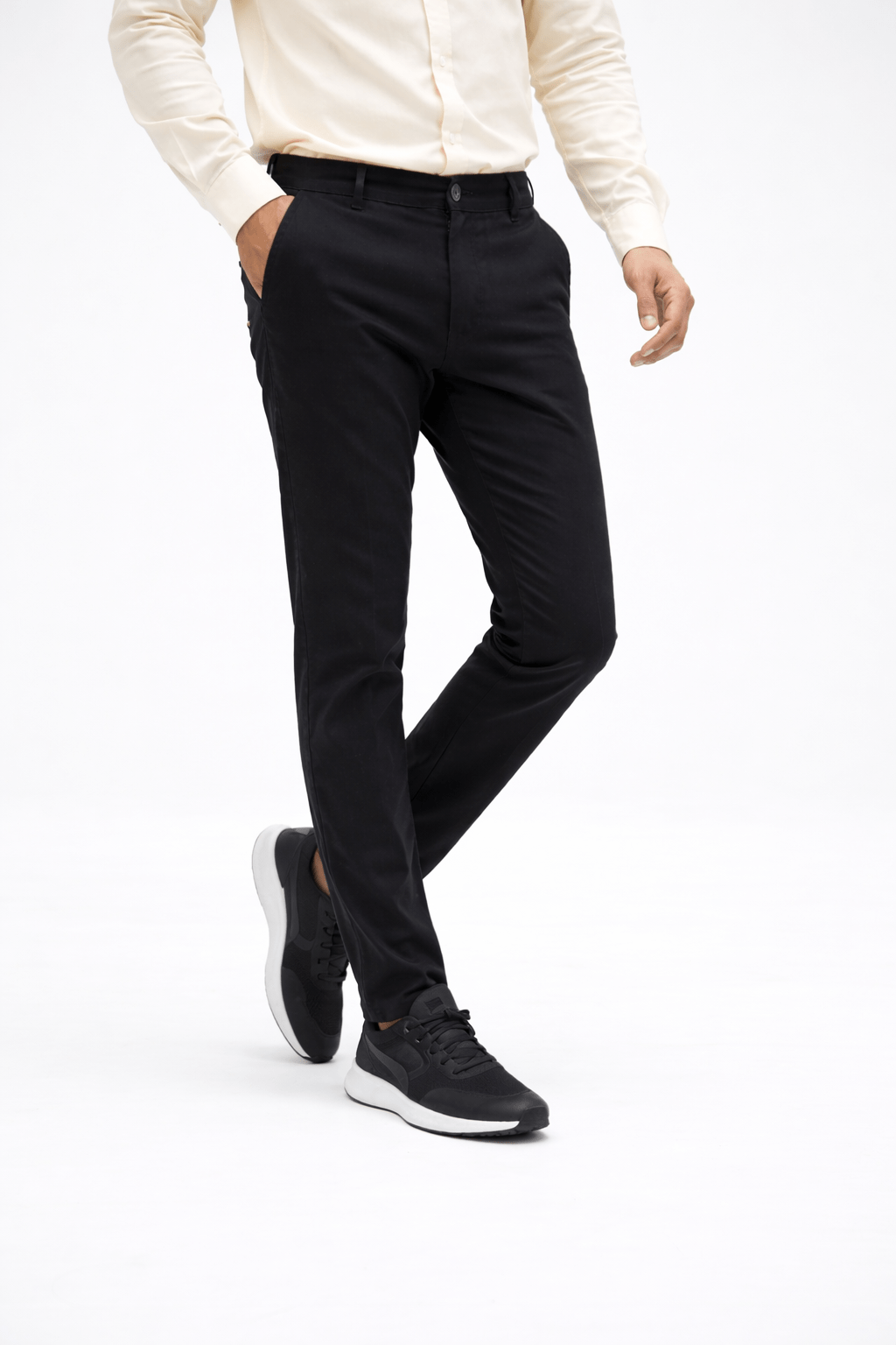 Black Cotton Pant - Smart FitPantGarderobe Clothing