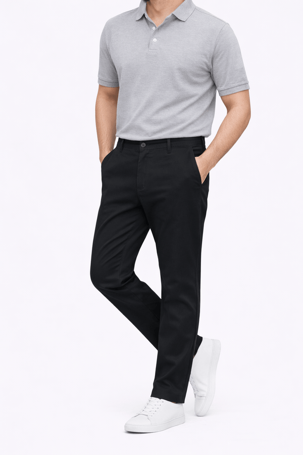 Black Cotton Pant - Straight FitPantGarderobe Clothing