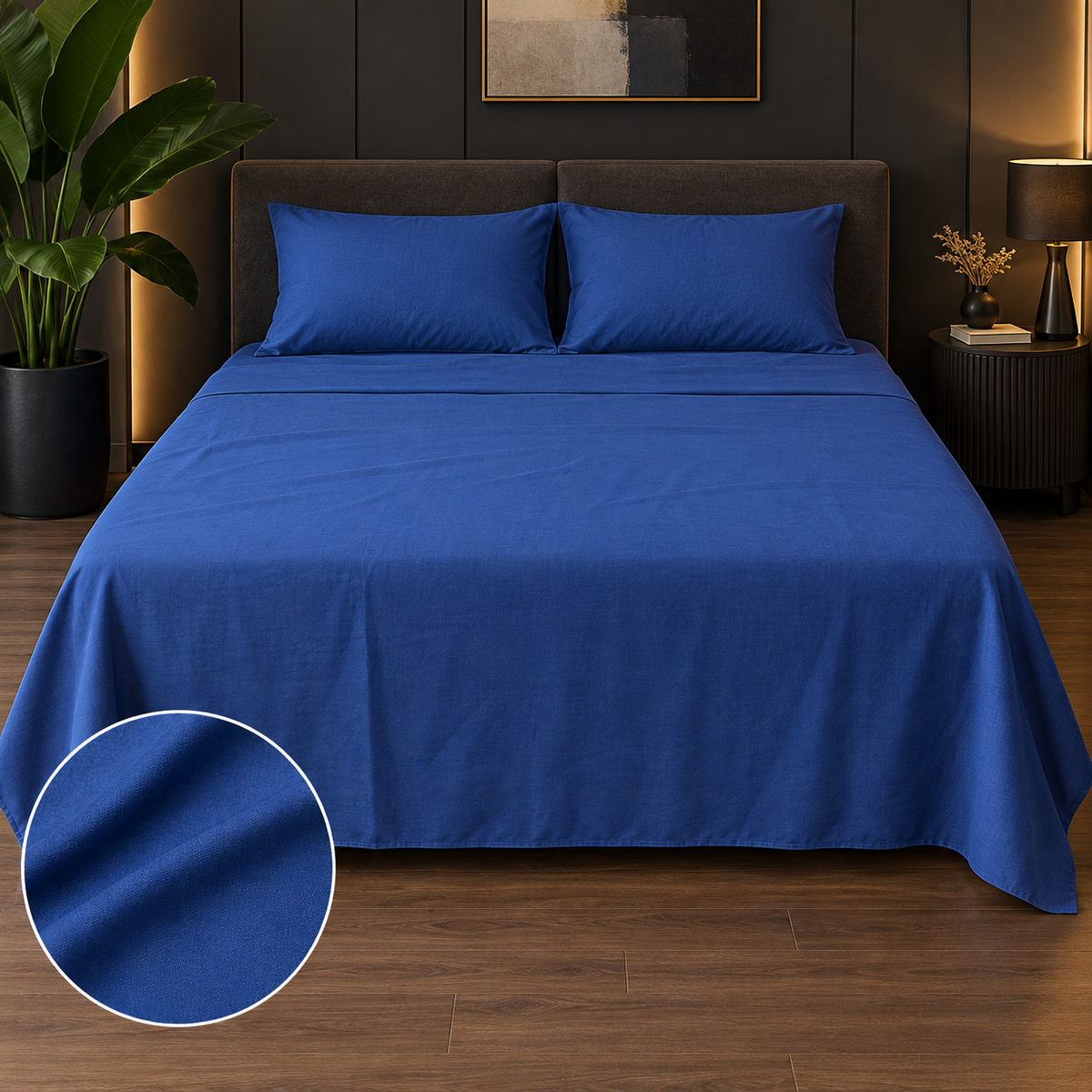 Premium Plain Bedsheet Set - Blue
