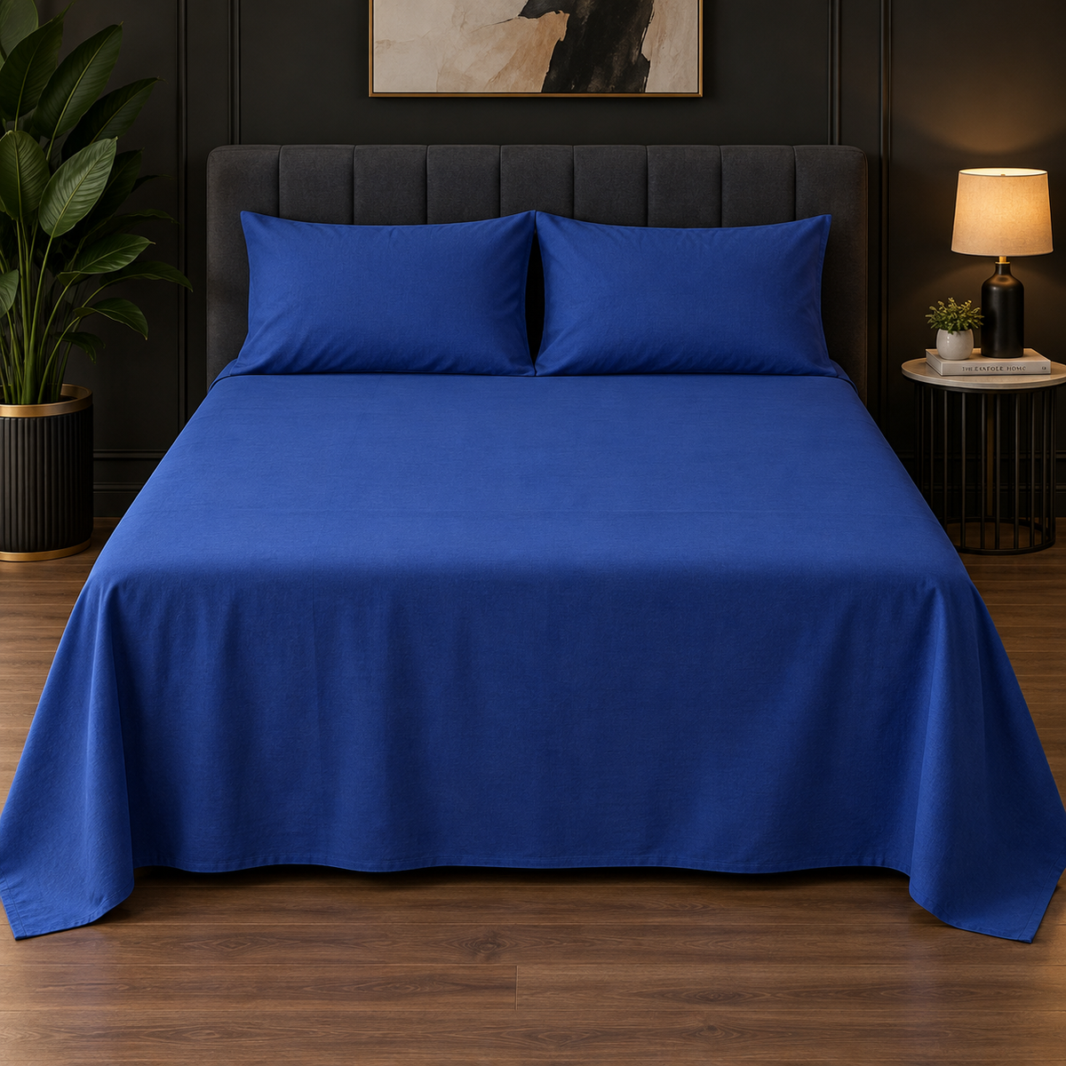 Premium Plain Bedsheet Set - Blue