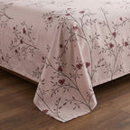 Blush Berry Vine Print Bedsheet Set close-up of print and pillow covers