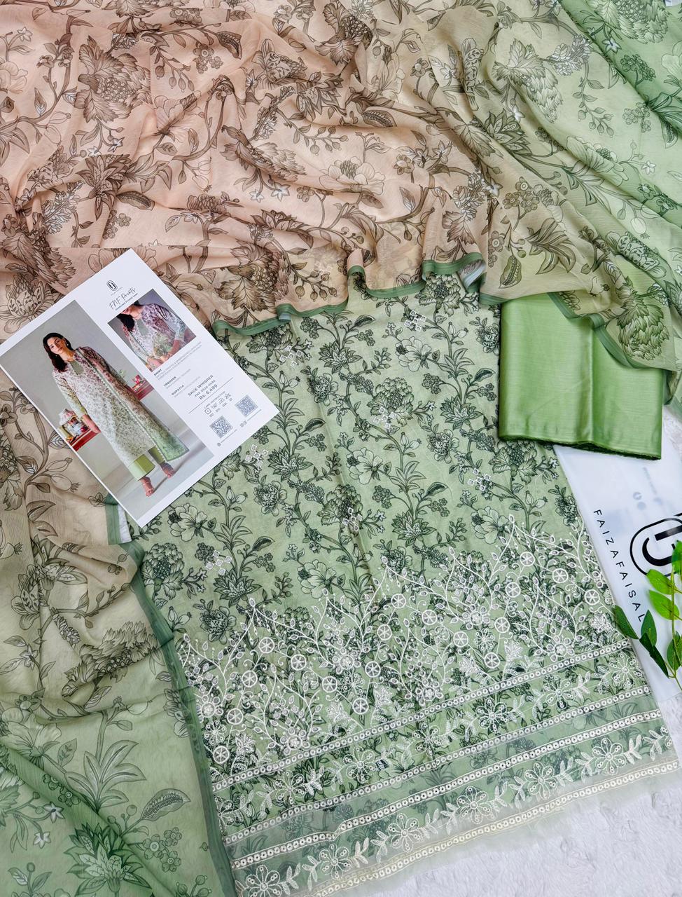 Faiza Faisal FNF Prints Emb Lawn 3PC
