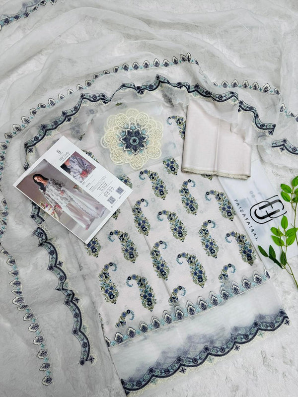 Faiza Faisal FNF Prints Emb Lawn 3PC