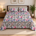 Premium Grey Floral Printed Bedsheet Set