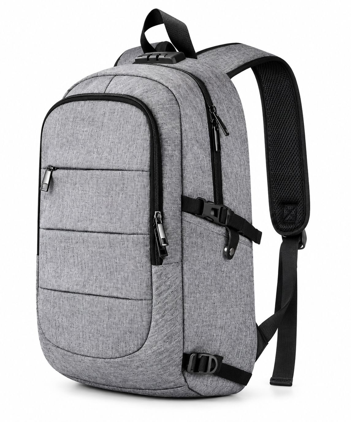 Tzowla 15.6" Laptop Backpack – Water Resistant, Anti-Theft with USB Charging Port & Lock (Grey)