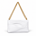 White pleated clutch bag with chain