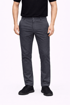 Gray Cotton Pant - Straight FitPantGarderobe Clothing