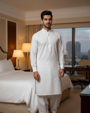 Men's Unstitched Boski White 8 Pound Suit