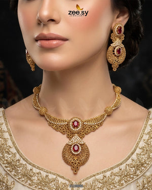 Shahi Gemstone Hasli Necklace Set