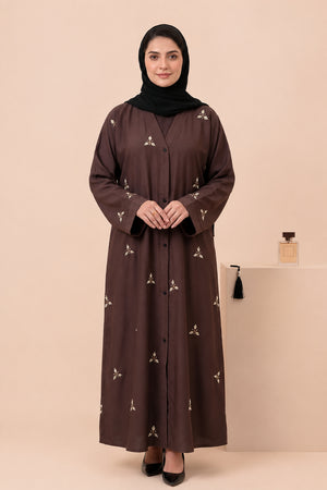 Sapphire Bloom Abaya - Brown