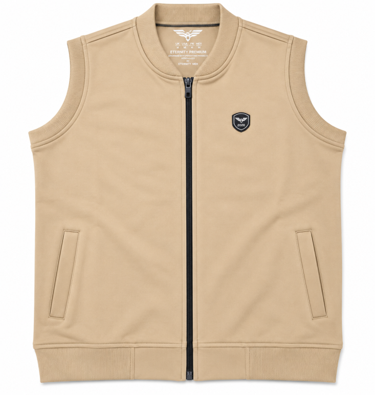 Eternity Men Premium Sleeveless Beige Bomber