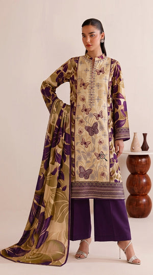 A048 Unstitched Embroidered Khadder Suit - 3 Pc