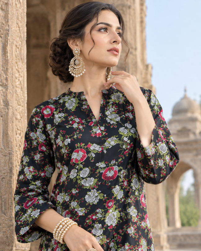 2 Pieces - Winter Slub Unstitched Jet Black linen Allover Suit