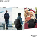 IGOLUMON 17.3" Business and Travel Laptop Backpack for Men and Woman with USB Port, Black