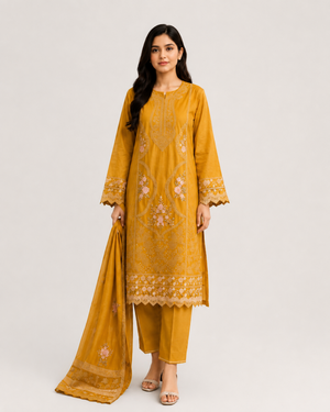 PC - 211 | 3-Piece Stitched Embroidered Soft Lawn Suit