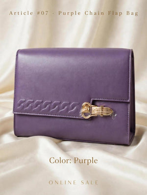 article 07 purple chain flap bag