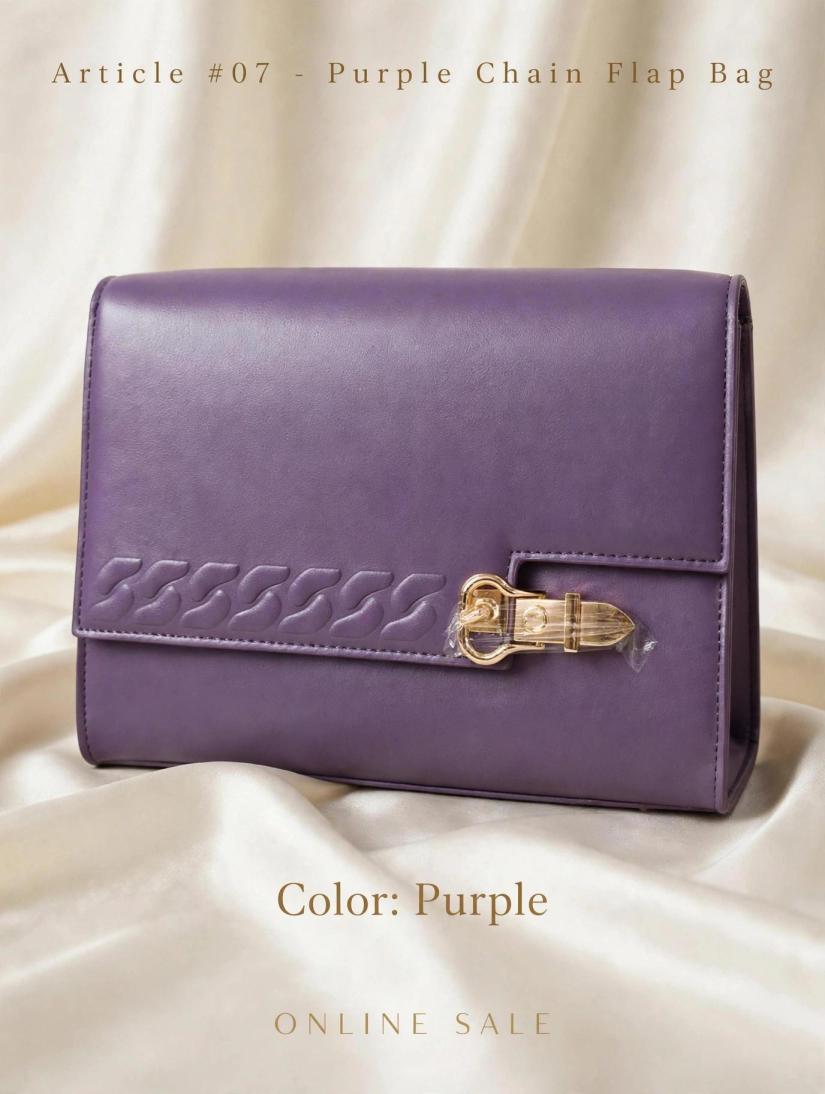 article 07 purple chain flap bag