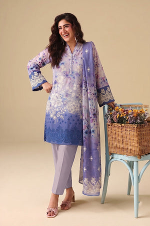 PC - 073 Luxury Printed Doria Lawn with Embroidery