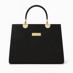 Noir Flora Black - Gold Handle Tote Handbag for Women - Elegant Bag