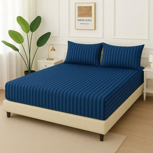 NAVY BLUE STRIPES- Fitted Bedsheet Set