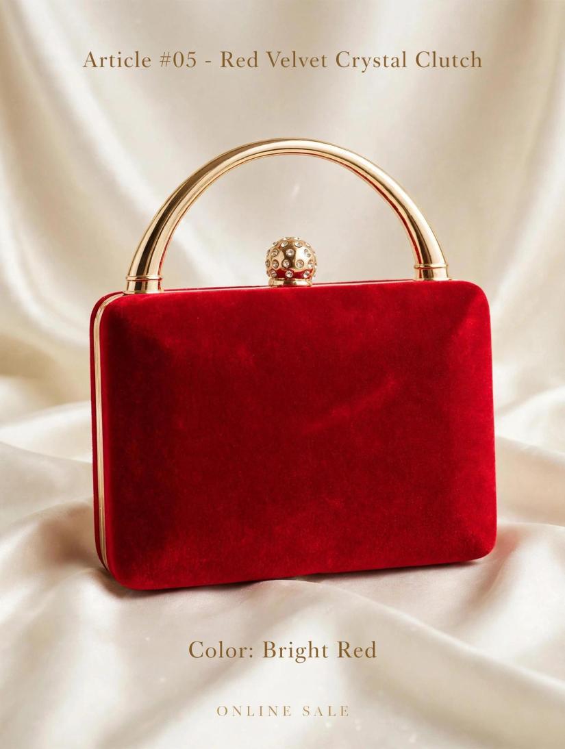 article 05 red velvet crystal clutch