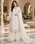 PC-93 Embroidered Silk Shirt with Flared Sharara & Cutwork Organza Dupatta - 3 Pcs