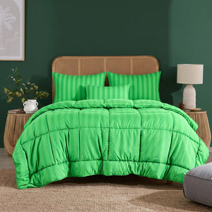 Green Stripe - 6pcs PREMIUM Summer Comforter Set (Light Filling)
