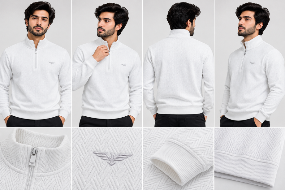 Eternity Men Premium Quarter Zipper White