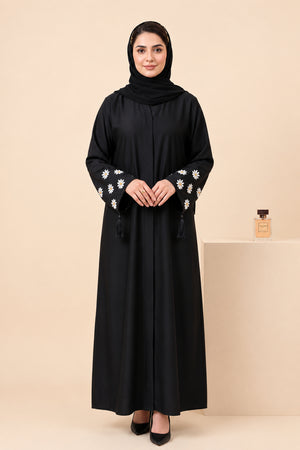 Daisy Drop Abaya - Black