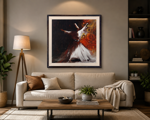 Whirling Dervish Sufi Wall Art – Spiritual Islamic Canvas Painting Frame #1