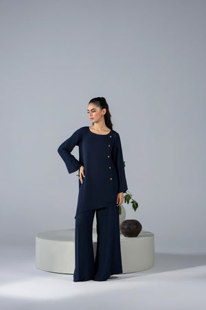 Asymmetric Wooden-Button Co-Ord