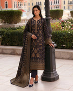 A042 Unstitched Embroidered Khadder Suit - 3 Pc