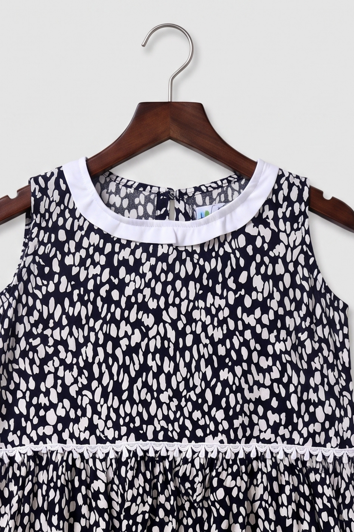 White Doted Black Jacquard Dress