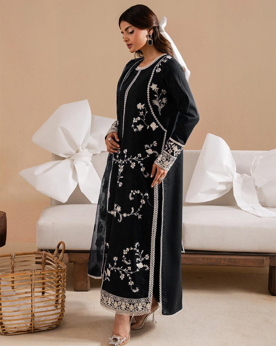 Marcello Embroidered 3Pc TWE-018 - Black