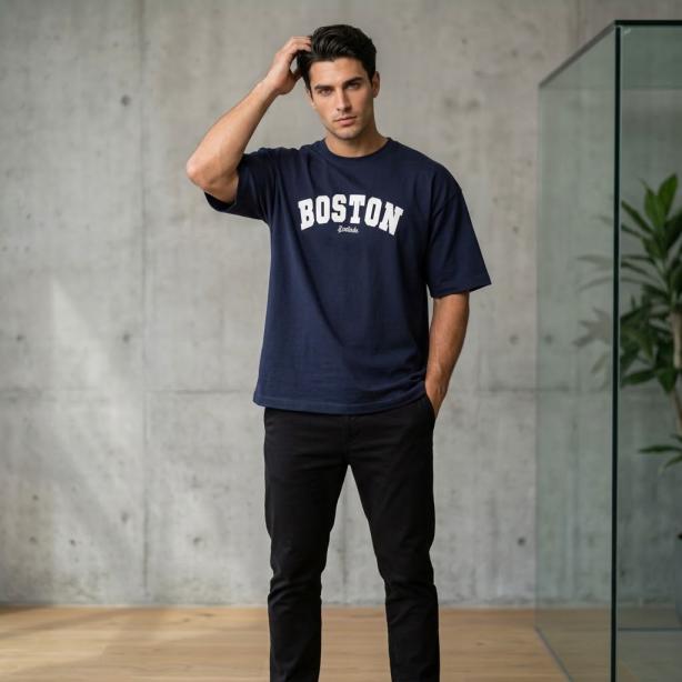Men’s Oversized T-Shirt Blue | Premium Cotton Relaxed Fit