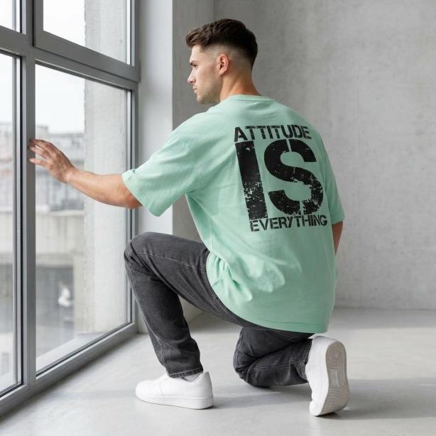 Men’s Oversized T-Shirt Frosty Blue | Premium Cotton Relaxed Fit