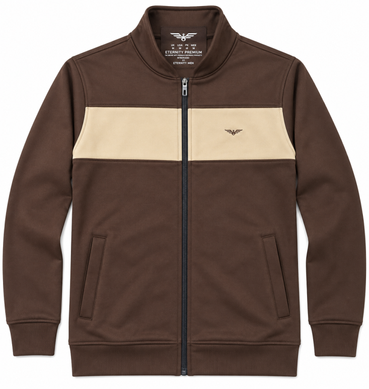 Eternity Men Premium Chest Panel Zipper Brown & Beige
