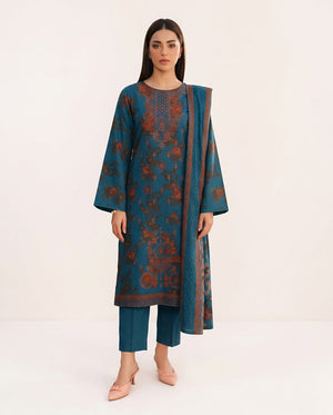 A031 Unstitched Embroidered Dhanak Suit - 3 Pc