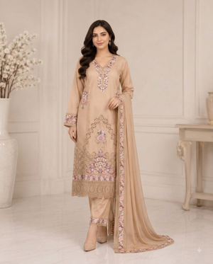 PC - 206 | 3-Piece Stitched Embroidered Soft Lawn Suit